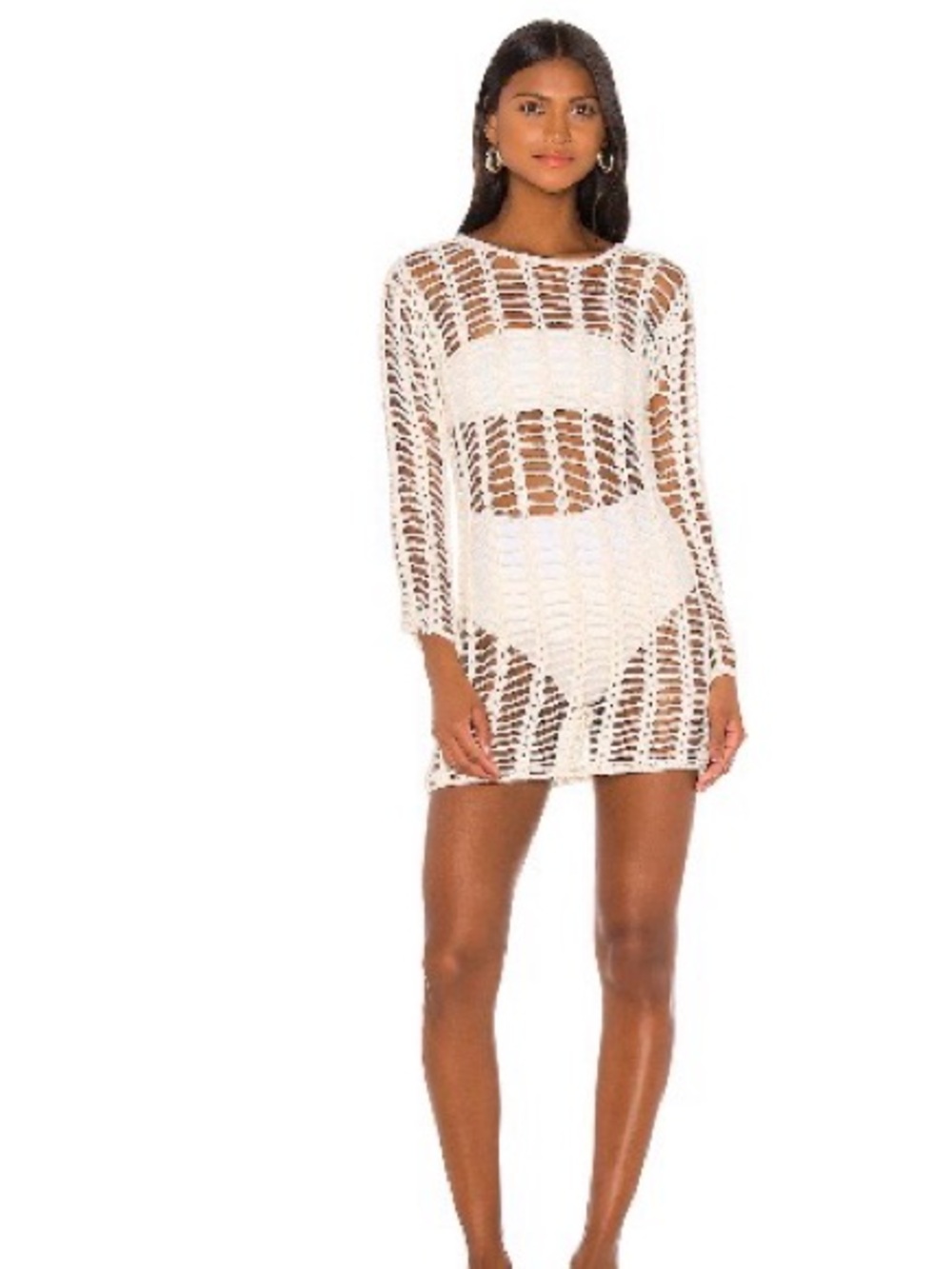 Revolve Superdown White Crochet Swim Cover-Up Dress - Women's Beachwear